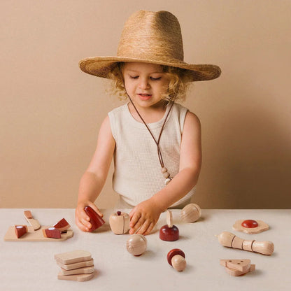 Play Kitchen Accessories – Play Food for Play Kitchen: Wooden Cut and Play Food Toys