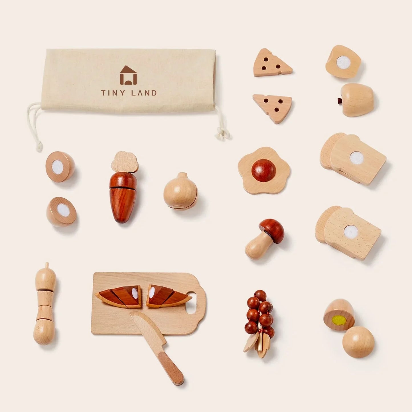 Play Kitchen Accessories – Play Food for Play Kitchen: Wooden Cut and Play Food Toys