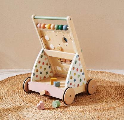 Versatile Natural Wooden Baby Walker