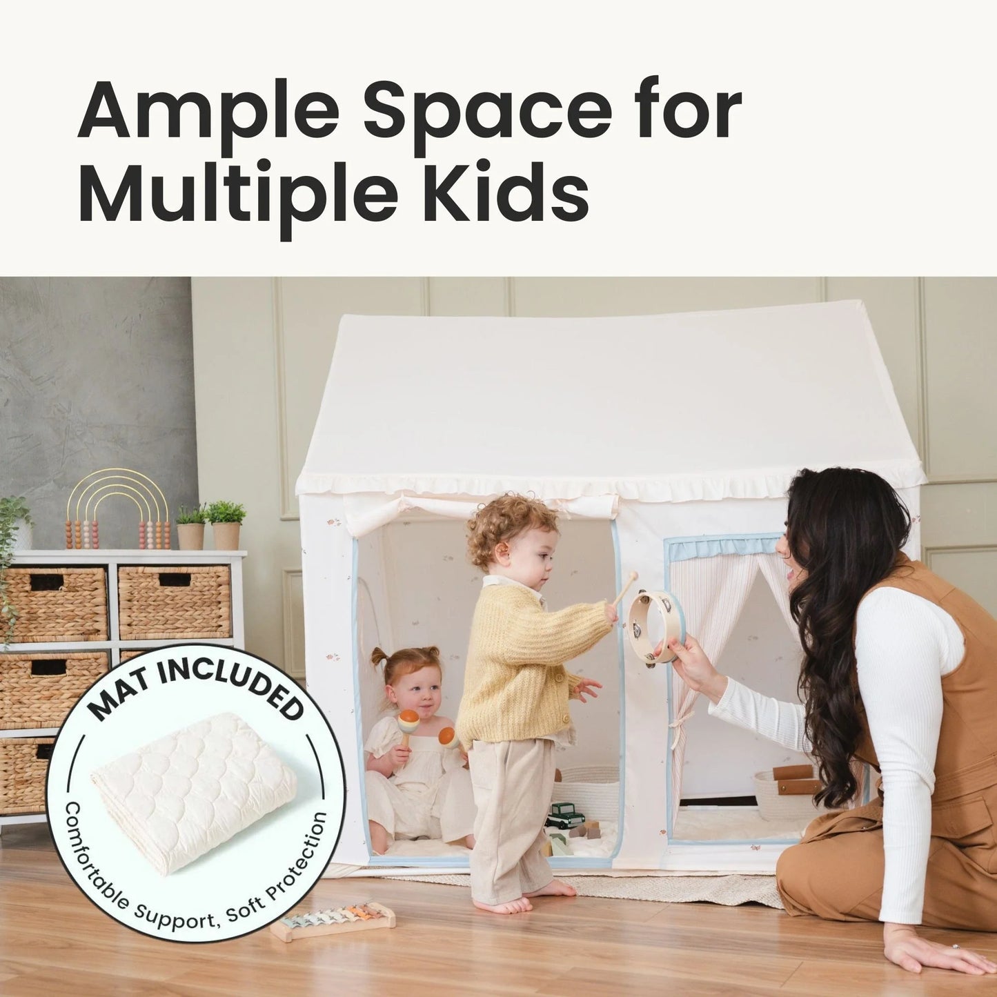 Sweet Citrus Kids Play Tent – White and Blue Indoor Playhouse