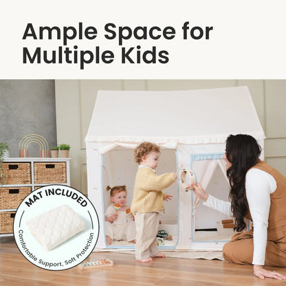 Sweet Citrus Kids Play Tent – White and Blue Indoor Playhouse