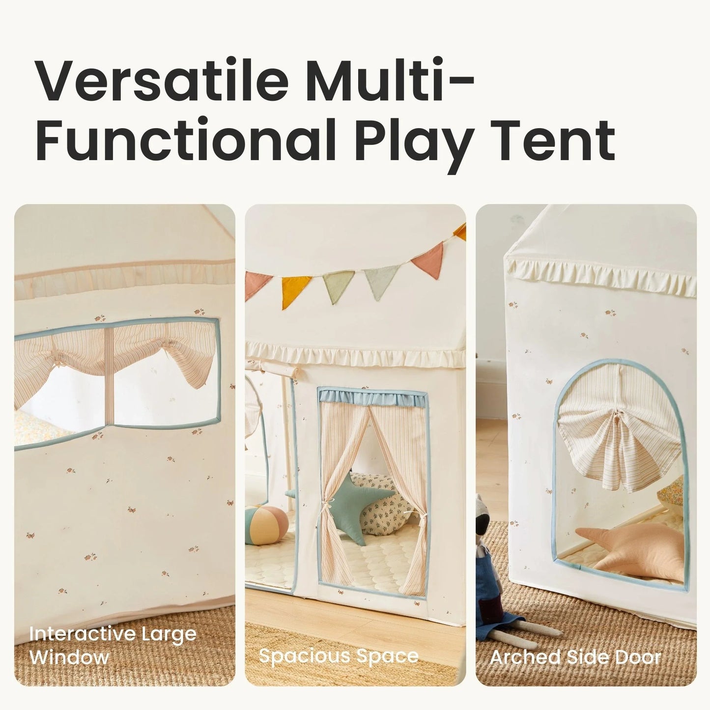Sweet Citrus Kids Play Tent – White and Blue Indoor Playhouse