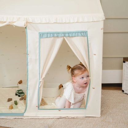 Sweet Citrus Kids Play Tent – White and Blue Indoor Playhouse