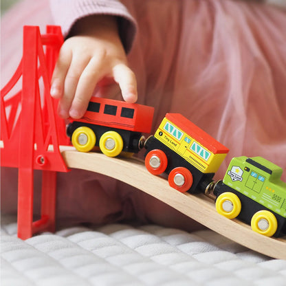 110-Piece Wooden Train Set with Folding Storage Box